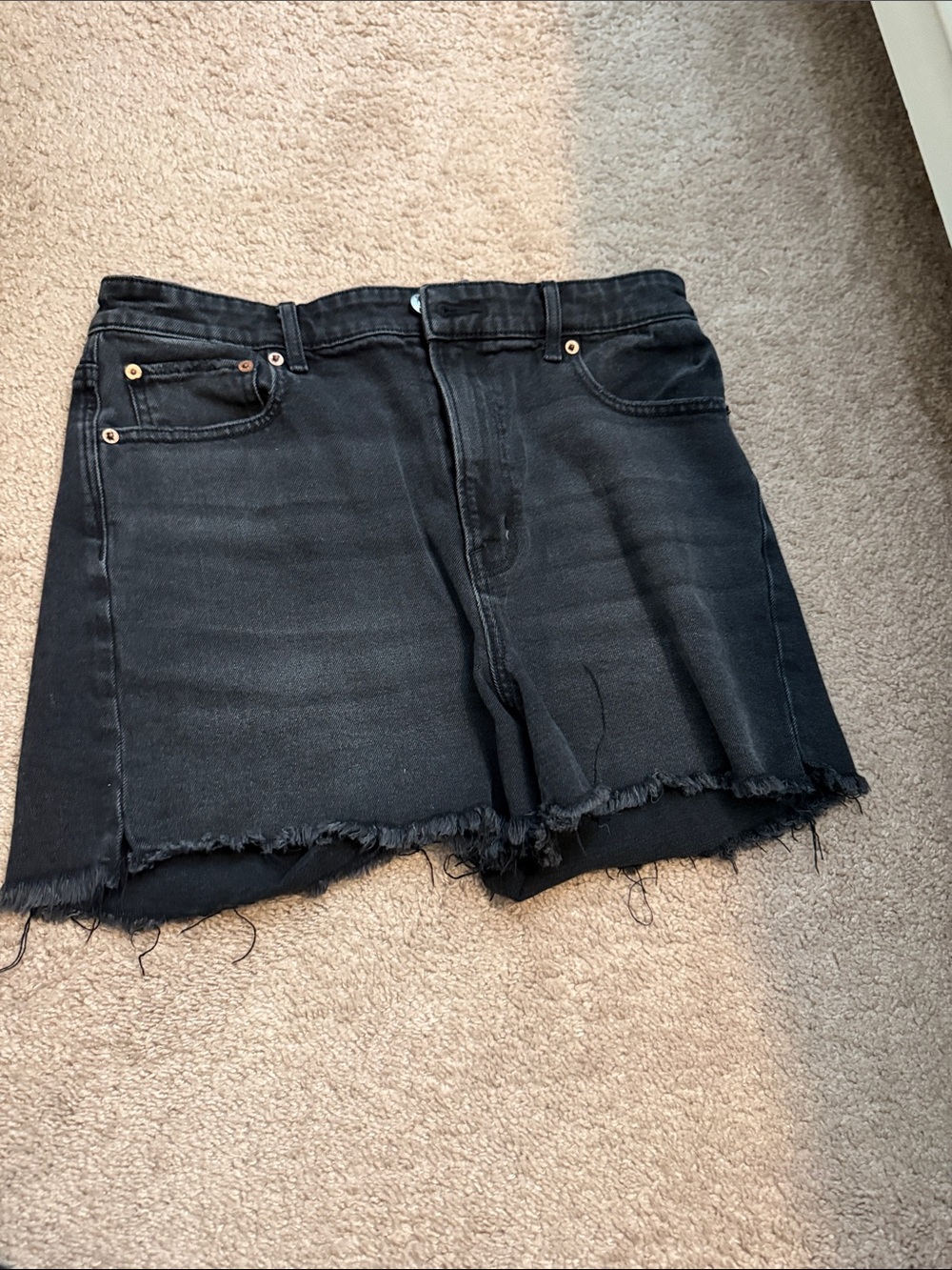 American Eagle Black Denim Frayed Hem Women's Shorts